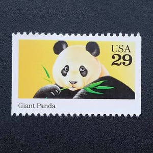 Five 5 Giant Panda stamps 29c // Wild Animal Conservation stamps // 29 cent stamps // face value 1.45 dollars