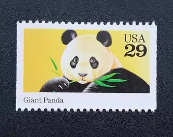 Five 5 Giant Panda stamps 29c // Wild Animal Conservation stamps // 29 cent stamps // face value 1.45 dollars