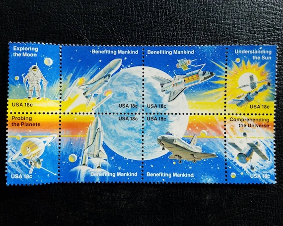 Vintage 1981 Space Achievement 18c Stamps // Unused 18 Cent Stamps