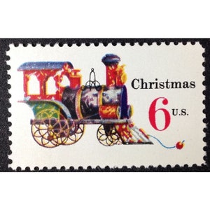 Five 5 Christmas Toy train 6c // timbres de Noël vintage inutilisés // Timbres de 6 cents // Valeur faciale de 0,30