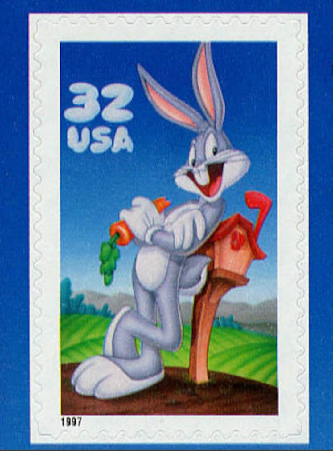 Ten 10 Vintage Unused Postage Stamps Bugs Bunny 32c // 32 Cent Stamps