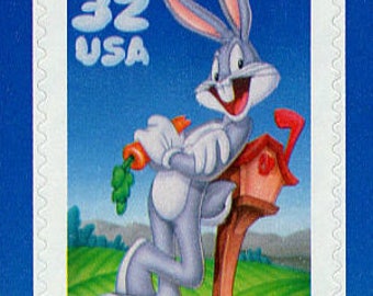 Ten 10 vintage unused postage stamps - Bugs Bunny 32c // 32 cent stamps // Face value 3.20