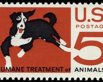 Five 5 vintage unused postage stamps - Humane treatment of animals 5c // 5 cent stamps // Face value 0.25