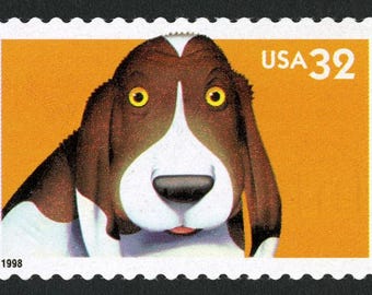 5 x Vintage 1997 Pet Dog 32c stamps // Bright eyes // unused 32 cent stamps // Face 1.60