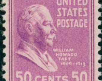 Lot de 5 timbres vintage de 1938 à l'effigie de William Howard Taft (50 cents) // Les Présidents // lot de cinq timbres de 50 cents non utilisés // valeur faciale 2,50