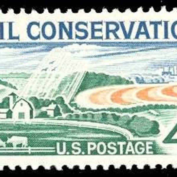 Five 5 Soil conservation 4c stamp // vintage unused postage stamps // 4 cent stamps // face value 0.20