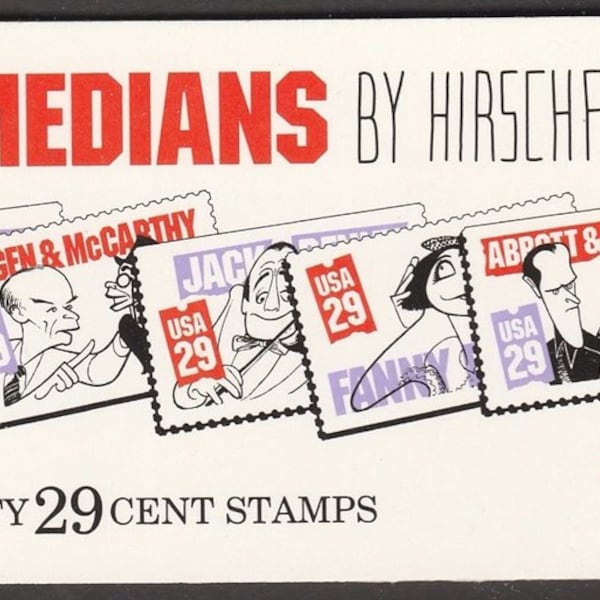 Ten 10 stamps Comedians 29c // 29 cent vintage unused postage stamps // Face value 2.90