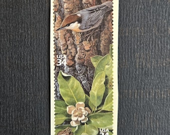 2 x 34c stamps / Brown-headed Nuthatch, Sweetbay, Pine Woods treefrog / Longleaf Pine Forest (4th Nature of America sheet) / face value 68c