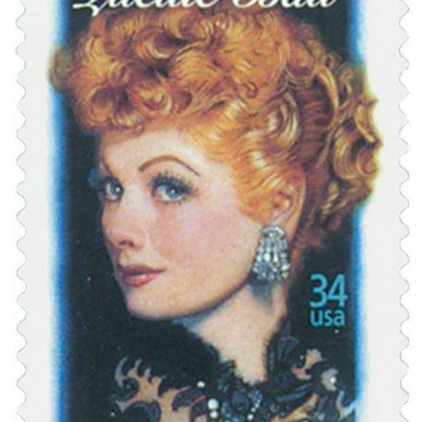 Five 5 vintage unused postage stamps - Lucille Ball 34c // 34 cent stamps // Face value 1.70