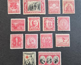 Timbres neufs d'époque (1929-1932) // Série de 14 timbres rouges // Série moyenne n° 6