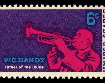 Cinq timbres W. C. Handy de 6 cents, millésime 1969 // Timbres-poste vintage non utilisés de 6 cents // Valeur faciale 0,30