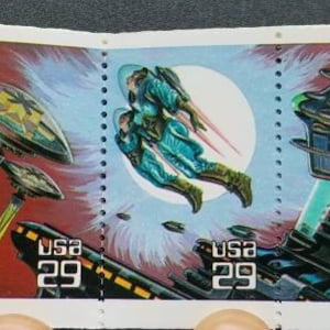 Cinco sellos de fantasía espacial de 29 centavos // Sellos postales antiguos sin usar de 29 centavos // Valor nominal 1,45