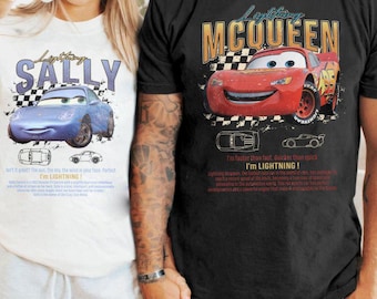 Retro Cars Matching Shirt, Lightning Mcqueen and Sally Couple T-shirt, Limited McQueen T-Shirt, Disney Couple Shirt, Disney Shirt Gifts