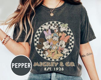 Vintage Comfort Colors Mickey & Co Est 1928 Shirt, Disney Mickey And Friends Shirts, Disney Family Tee, Disney Trip Shirt, Disneyland Shirts