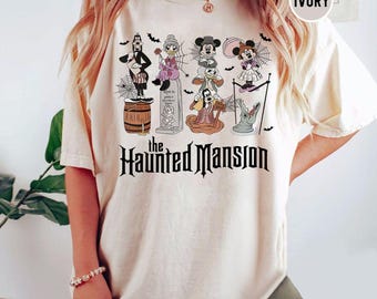 Camiseta de Halloween de la Mansión Encantada de Disney, colores cómodos, camiseta de Mickey y sus amigos, fiesta de Halloween de Mickey no tan aterrador, Disneyland Halloween