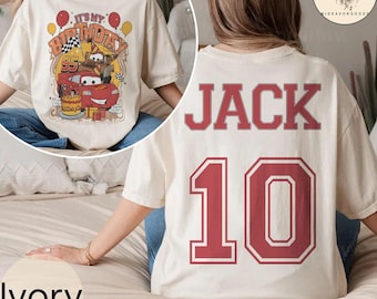 Camiseta de Rayo McQueen para cumpleaños de niño, camiseta personalizada de Cars de Disney para cumpleaños infantil, camiseta familiar a juego de Disneyland, vacaciones en Disney