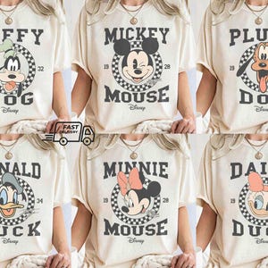 Retro Mickey And Friends Shirt, Disney Mickey 1928 T-Shirt, Vintage Disney Charracter Shirt, Disney Family Trip Shirt, Checkered Mickey Tee