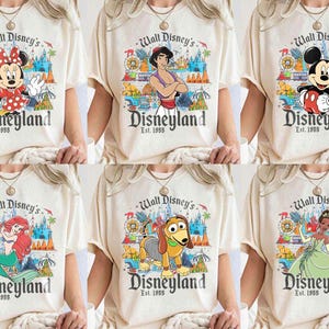 Vintage Walt Disney&#39;s Disneyland All Characters Shirt, Disneyland Shirt, Personalized Disney Tee, Disney Family Trip Tee, Mickey and Friends