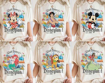 Vintage Walt Disney's Disneyland All Characters Shirt, Disneyland Shirt, Personalized Disney Tee, Disney Family Trip Tee, Mickey and Friends