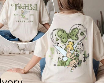 Camiseta retro Disney de Campanilla con colores cómodos, camiseta de Campanilla de Nunca Jamás (1953), camiseta de Peter Pan, camiseta mágica de hadas, camisetas de Disneyworld