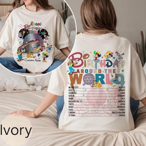 Disney Mickey & Friends Epcot Birthday Tour Comfort Colors Shirt, Birthday Around the World Family Birthday Boy, Bday Girl Disney Epcot Tee