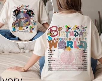 Disney Mickey & Friends Epcot Birthday Tour Comfort Colors Shirt, Birthday Around the World Family Birthday Boy, Bday Girl Disney Epcot Tee