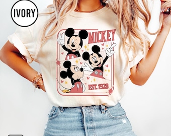 Retro Disney shirt Mickey Mouse Est 1928, Disney World familievakantie shirts, Disneyland Girl Trip-shirt, Magic Kingdom-shirt, Disney T-shirt