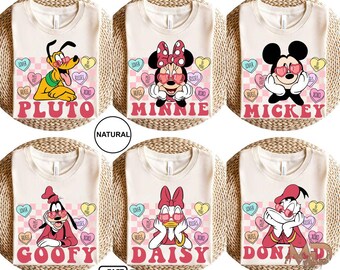 All Characters Checkered Love Heart Disney Valentine Shirts, Mickey & Friends Happy Valentine's Day 2026, Valentine Couple Trip Matching Tee
