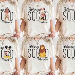 Disney Squad All Character Comfort Colors Shirt, Custom Disney Family Shirts, Disney Trip Tee, Mickey & Friends, Disney Kids, Magic Kingdom