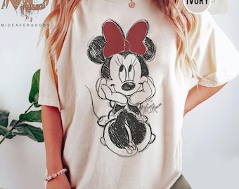 Disney Minnie Mouse Classic Sketch Cute Vintage Portrait Shirt, Disney Couple Tee, WDW Magic Kingdom Trip, Disneyland Family Vacation Gift