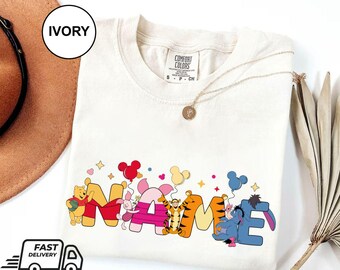 Custom Winnie The Pooh Family Matching Comfort Colors Shirt, Disney Squad, Personalized Gift, Mother's Day, Father's Day, Disneyland Trip