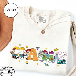 Toy Story vader Toy Story moeder aangepaste naam shirt, vader moeder Disney verjaardagsshirt, bijpassende familie Toy Story verjaardagsshirt, shirt Disney koppel