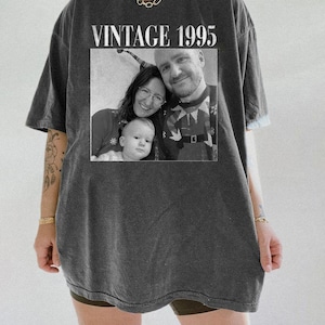 Personalized Family Birthday Shirt, Custom Photo and Year Birthday Comfort Colors Shirt, Custom 20th 30th Birthday Gift, Vintage 1995 Tee