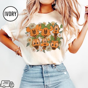 Retro Disney Mickey And Friends Pumpkin Halloween Shirt, Mickey Floral Halloween Pumpkin Shirt, Disneyland Halloween Shirt, Halloween Party