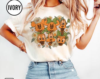 Retro Disney Mickey And Friends Pumpkin Halloween Shirt, Mickey Floral Halloween Pumpkin Shirt, Disneyland Halloween Shirt, Halloween Party