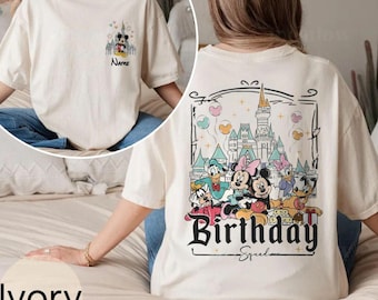 Camiseta de cumpleaños personalizada de Disney, el mejor cumpleaños de todos los tiempos, cumpleañero de Disney para niño y niña, equipo de cumpleaños de Disney, camisetas de viaje de cumpleaños de Mickey y sus amigos