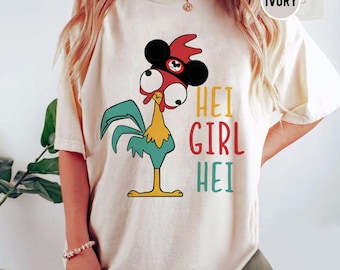 Maglietta Retro Hei Girl Hei Moana 2, Maglietta Disney Princess Moana, Maglietta per bambini Hei Hei The Rooster, Viaggio Disney, Maglietta per gruppi in vacanza a Disneyland