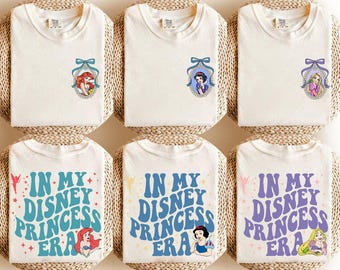 Kokette Bögen Disney Alle Prinzessinnen Charaktere Shirts, In meinem Disney Princess Era Tee, Magic Kingdom, Mädchen Disney Trip Tee, Prinzessin Schloss