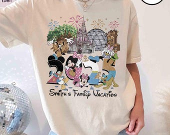 Camiseta personalizada de Disney Trip 2025 con colores cómodos, camiseta a juego para viajes familiares, Mickey y sus amigos en WDW Disneyworld, camisetas para vacaciones familiares