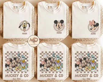 Vintage benutzerdefinierte Mickey & Co Shirt, Retro Mickey und Freunde Shirt, Disney Familienreise Shirt, kariertes Mickey T-Shirt, Familienurlaub Shirt