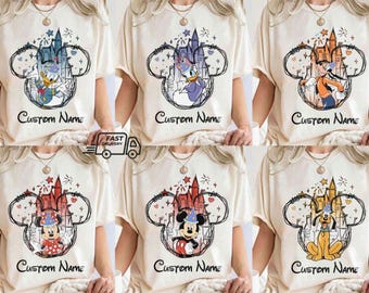 Customize All Disney Characters Birthday Shirt, Personalized Disney Mickey & Friends Matching Tee, Disneyland Family Vacation Birthday Trip