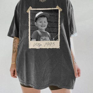 Personalized Birthday Shirt, Custom Photo and Year Birthday Comfort Colors Shirt, Custom 30th 40th Birthday Gift, Vintage 1995 Shirt