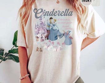 Camiseta de colores cómodos de Cenicienta de Disney, camiseta de princesa Walt Disney, camisetas de princesa Cenicienta, camiseta de Gus de Cenicienta, camiseta familiar de Disneyworld