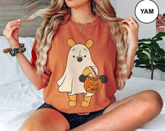 Disney Winnie The Pooh Ghost Comfort Colors Shirt, Mickey And Friends Halloween Shirt, Disneyland Halloween, Disney Family Halloween Shirts