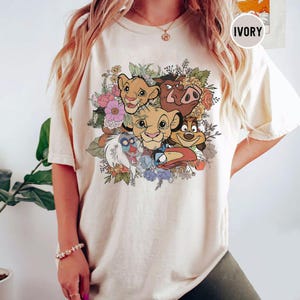 Vintage Floral Lion King Comfort Colors Shirt, Retro Floral Disney Shirt, Disney Timon And Pumbaa Tee, Animal Kingdom, Disney Simba Shirt