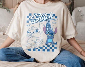 Camiseta de Disney Lilo y Stitch con colores cómodos, camiseta de ángel, camiseta de cumpleaños de Stitch, camiseta de Disney Magic Kingdom, camiseta de Disneyland Stitch