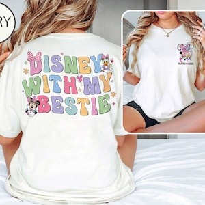 Two-sided Minnie Daisy Disney With My Bestie Shirt, Vintage WDW Disneyland Castle Best Friends Gift, Disney Girls Trip Shirt, Disney Snacks