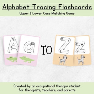 Alphabet Tracing Flashcard Matching Memory Game, Upper & Lower Case Letters, For Occupational Therapy, Homeschool, SLP, Teacher, Handwriting