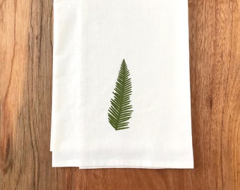 Fern Dishtowel, Botanical Tea Towel, Umbrella Fern Kitchen Towel, Fern Flour Sack Cotton Dish Cloth