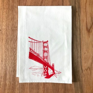 Golden Gate Bridge Dishtowel, San Francisco Kitchen Tea Towel, Flour Sack Cotton Kitchen Towel, California City Kitchen Cloth